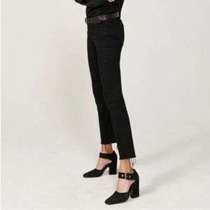 3X1 NYC Crop Baby Boot Mid Rise Frayed Jeans Black Tear Style W25CB0191 Size 26
